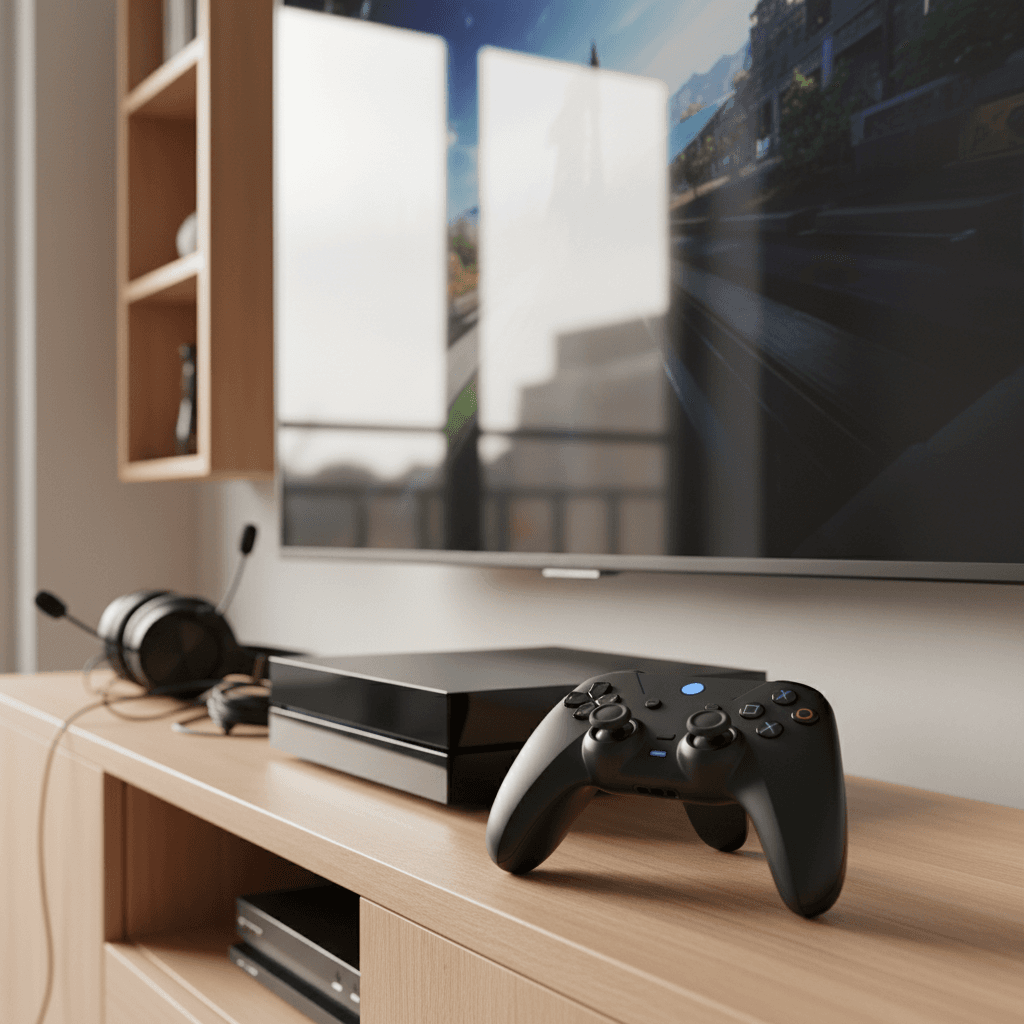 Gaming console and controller in modern setup